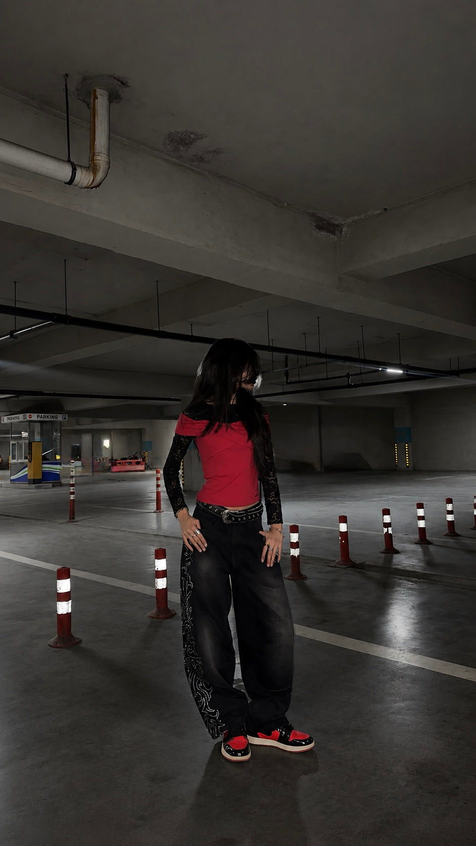 Noir Crystal Baggy Jeans