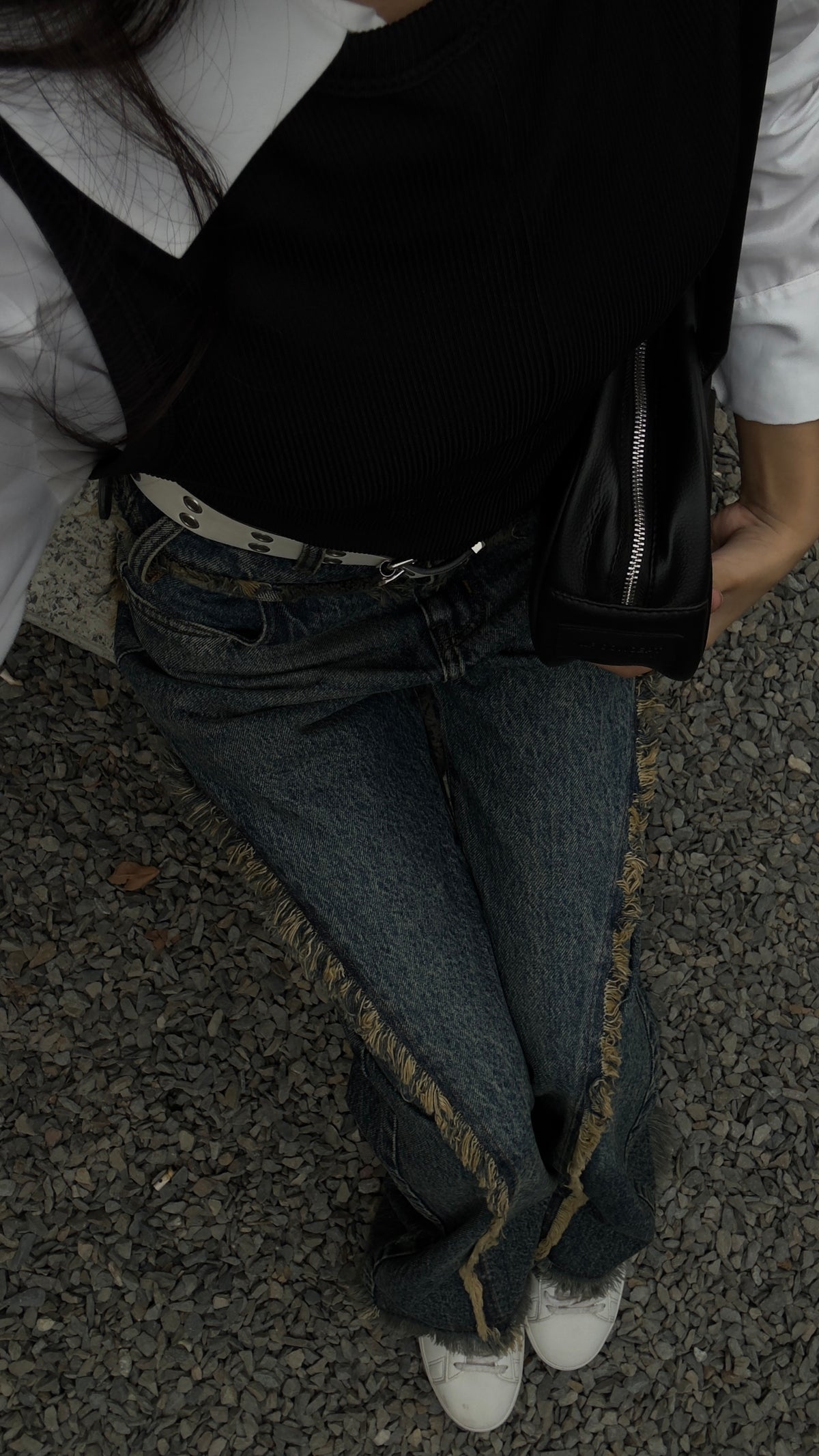 Frayed Star Decor Skinny Flared Jeans